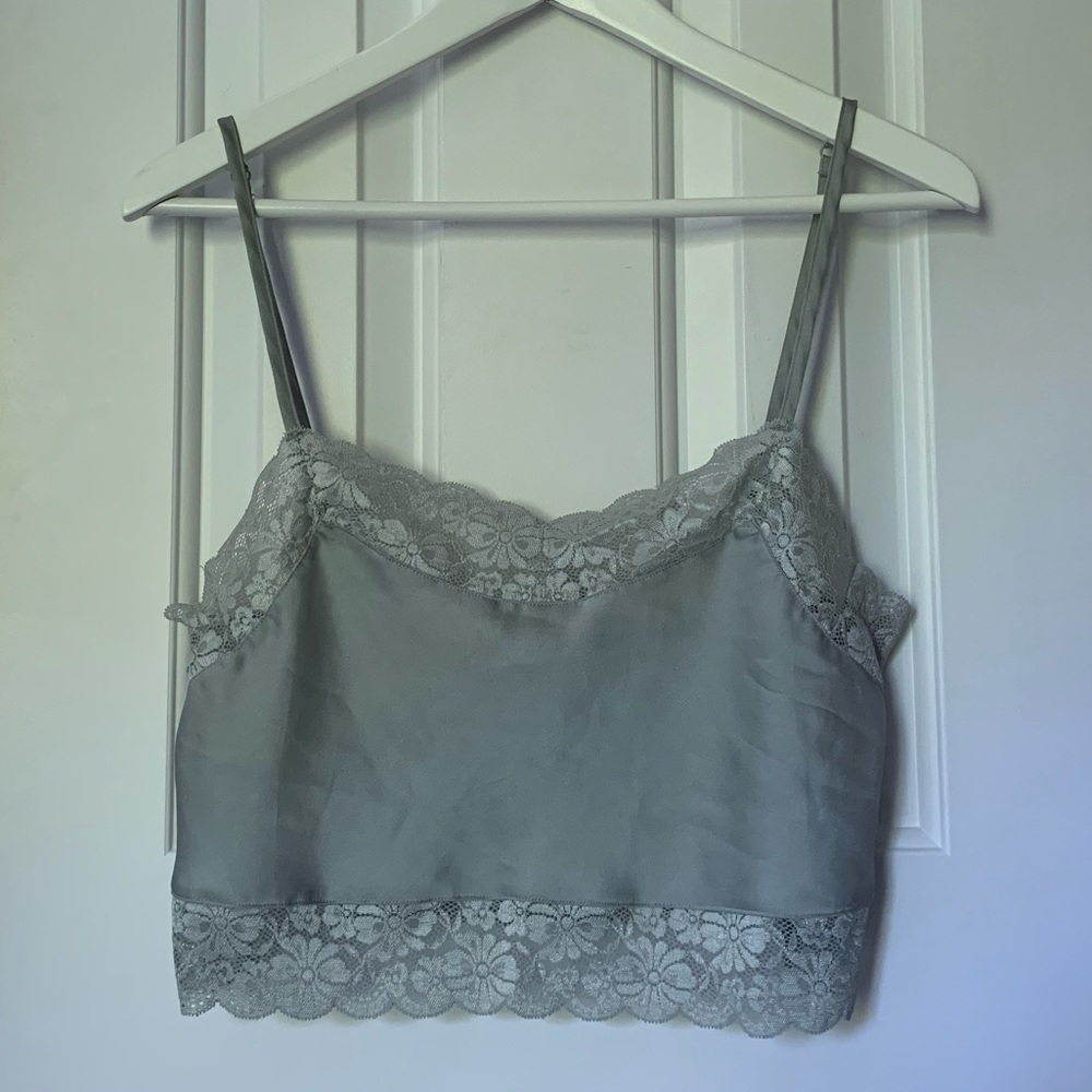 Brandy Melville Teal Lace Detail Crop Top